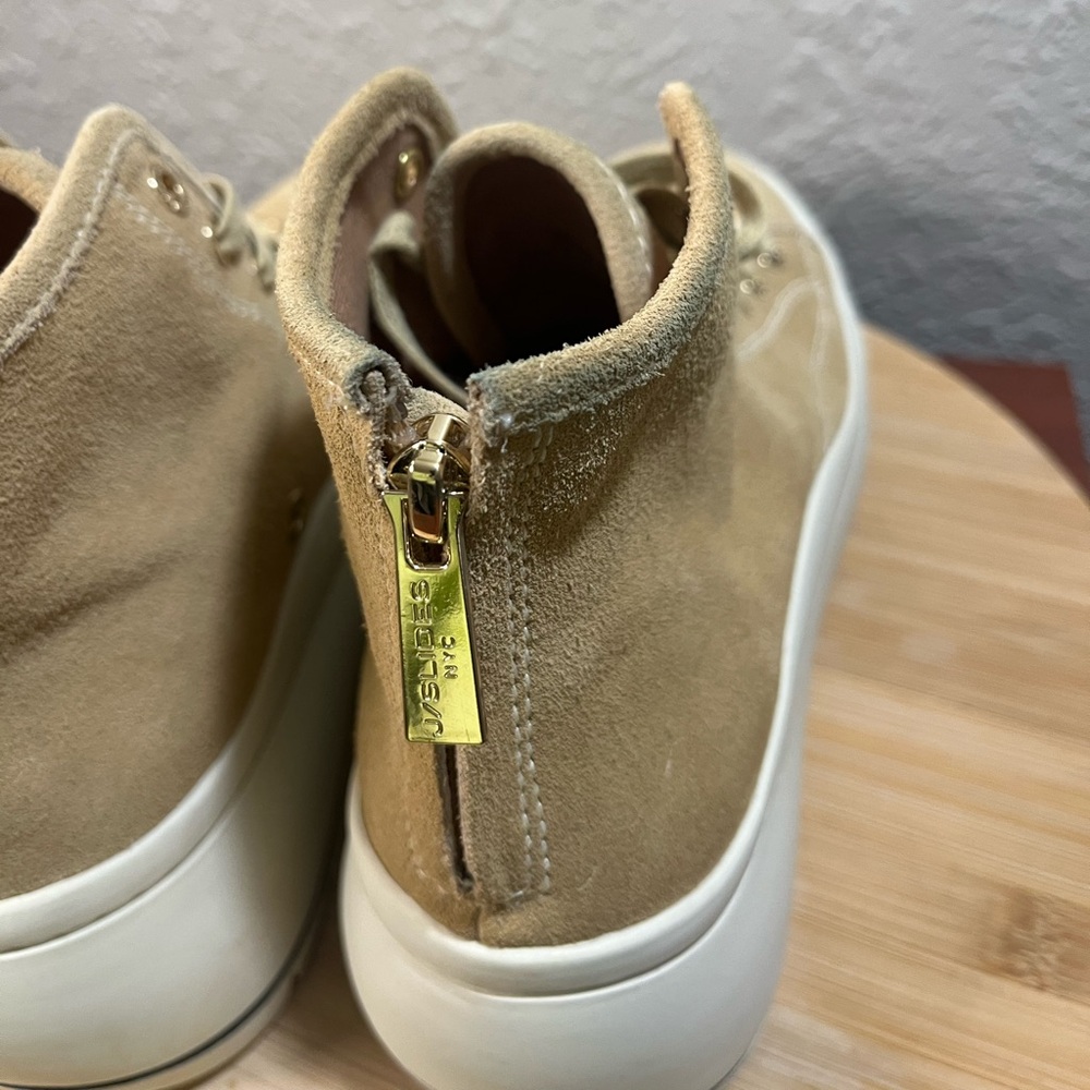 🔥 J/SLIDES GRACIE TAN BEIGE LACE-UP PLATFORM SNEAKERS WOMENS SIZE 7M - Picture 8 of 10
